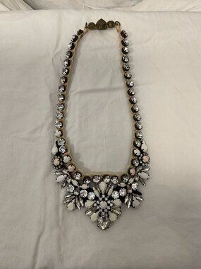 Black, White & Crystal Rhinestone Bib Necklace